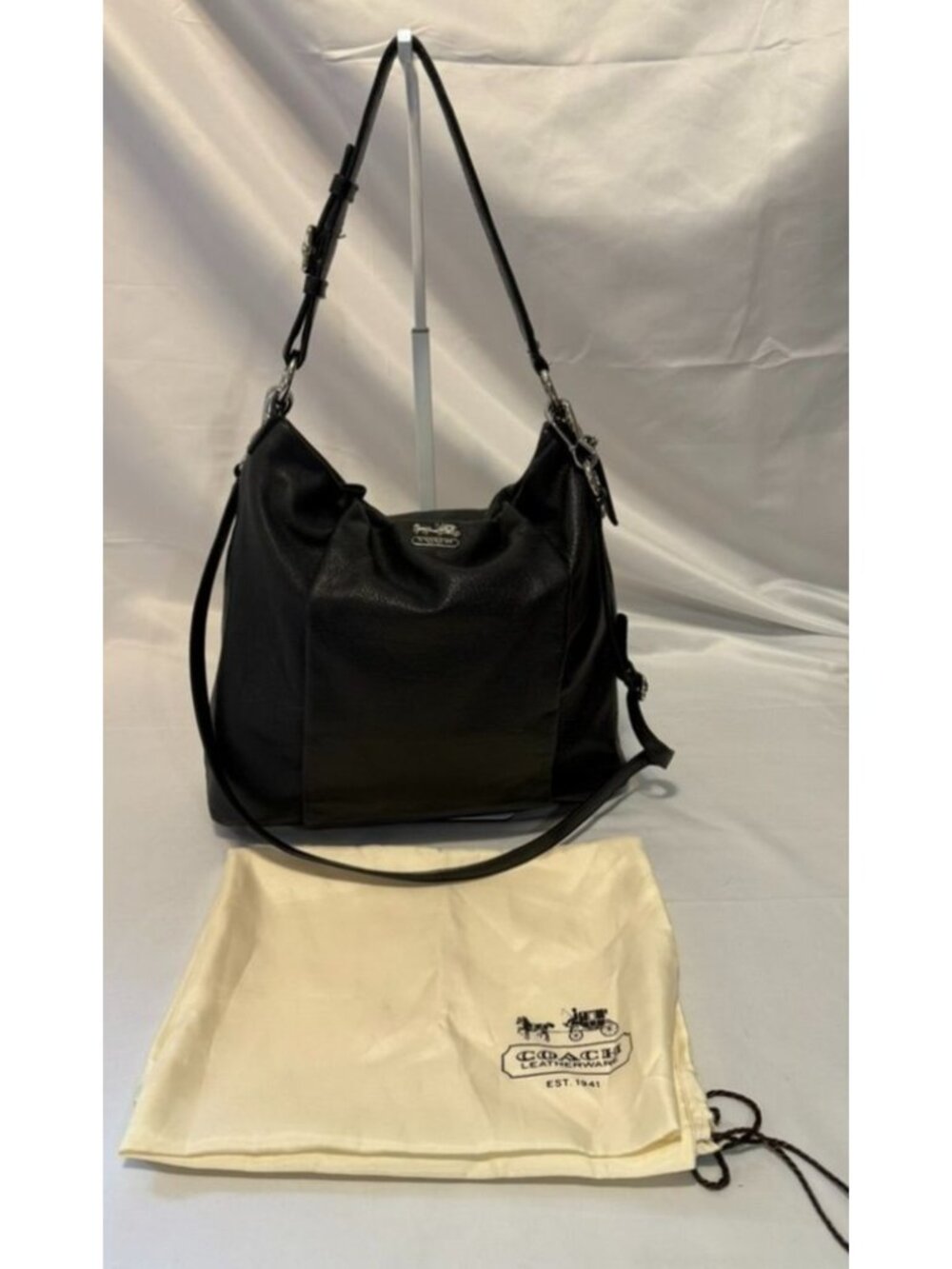 Coach F1273-21224 Madison Isabelle Black Pebbled Leather Satchel Shoulder Bag